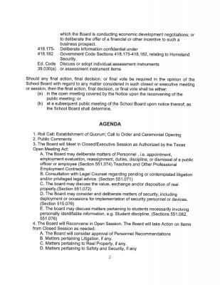 Board Workshop Agenda (2 of 3)