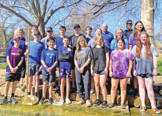Faith Academy eighth graders took a field trip to San Marcos March 23. Pictured from the left in the back row are Jenna Swantner, Ryan Miglicco, Matthew McGowan, Ethan Stegent, Jackson Dunn, Colton Randall, Isabella Galvan, Chuck Tomlinson, Jaelyn Perkins, Chris Johnson and Jayla Jackson. In the front row from the left are Gage Wilson, Joe Bob Lequerica, Josh Stark, Gabriel Mikeska, Mikaela Skardenni, Daniela Skardenni, Luisa Morrison and Hayley Gillen. CONTRIBUTED PHOTO