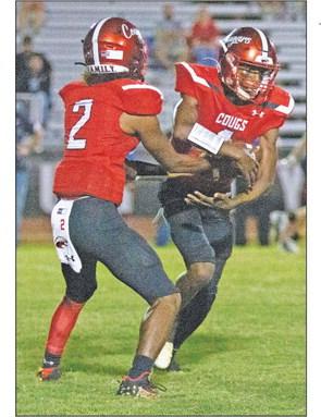 Brazos Jarvse Dickerson rushed for 73 yards and three touchdowns against Rice last Friday night. The Cougars won the contest and moved to 1-1 in district play with a showdown with East Bernard set for this Friday at home. PHOTO BY JIMMY GALVAN