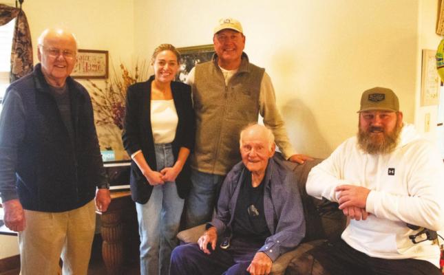 Leroy, Jordan, Steve and Tommy Zapalac all joined in on Monday’s birthday festivities for Lou, second from right, who turned 92 years old. PHOTOS BY COLE McNANNA