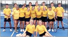 Members of the Sealy Tennis team include Kaden Crawley, Blake Pleasant, Reese Reichardt, Trinity Harding, Eliza Fausto, Peyton Wilson, Eliza Fausto, Mason Infante, Sam Biberstein, Emmy McDaniels, Max Hinze, Parker Vesely, Hayden Kalinec, Trinity Harding and Abraham Barrera. COURTESY PHOTO