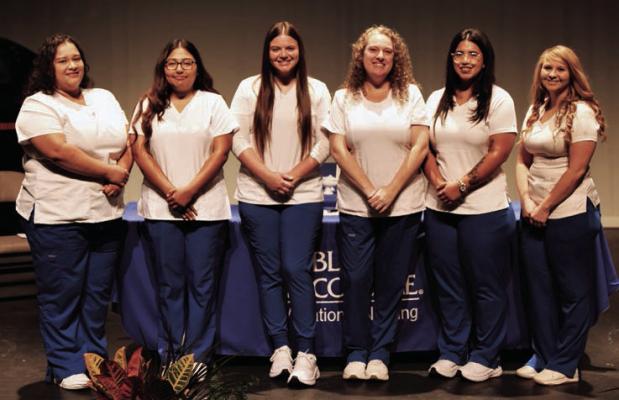 Six Blinn Vocational Nursing Program graduates were pinned during the ceremony (from left): Dora Juarez, Priscilla Barreto, Hannah Blackwell, Lois Wampler, Valeria Arriaga, and Anna Morehead. COURTESY PHOTOS