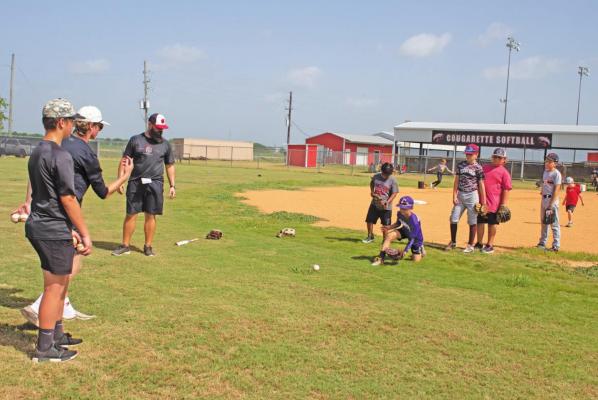 Incoming second to sixth graders practice fielding drills