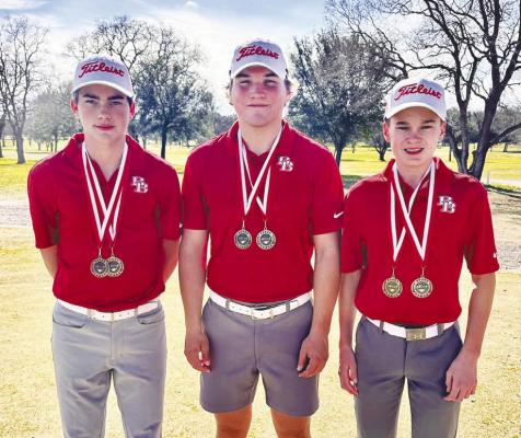 The Bellville Brahmas golf team placed first 1st at the Columbus Golf Tournament. Individual awards include Deacon Bauerschlag 1st, Cooper Hollomon 2nd, Jason Wood 3rd. COURTESY PHOTO