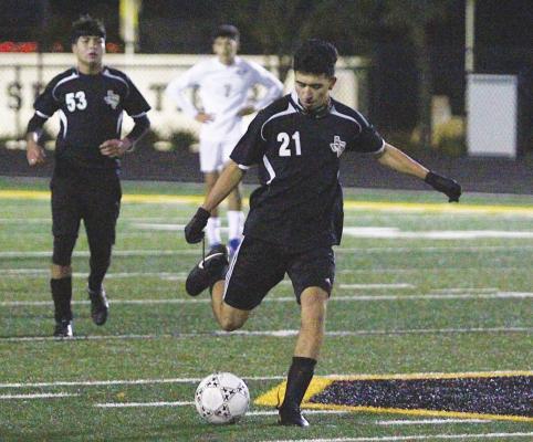 Sealy sophomore Amador Lopez looks to advance the ball in the Tigers’ final scrimmage against Foster on Dec. 14, 2020 at T.J. Mills Stadium. The Sealy boys’ soccer team will open the regular season this Friday in Bay City. Cole McNanna