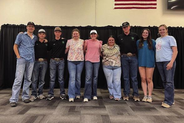 Pictured left to right: Jackson Vykukal, Levi Malinowski, Layne Malinowski, Maddie McCullough, Kiley Krueger, Darcy Luedke, Kash Krueger, Teaghan Eckelberg, and Taylor Eckelberg.