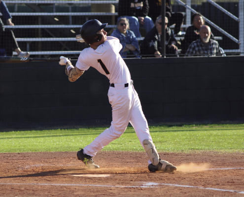 Alex Gutierrez puts a ball in play for the Tigers. SEALY NEWS | EVAN HALE