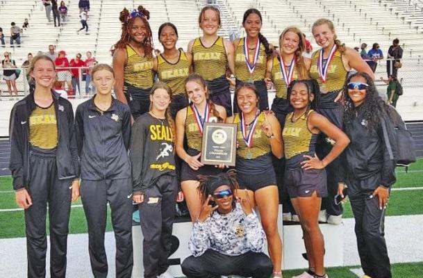 Sealy’s girls track and field team captured first place at the area meet held last week in Bay City. CONTRIBUTED PHOTOS