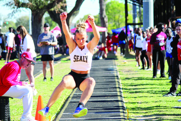 Avery Grigar came in first place in the girls’ triple jump event. SEALY NEWS | EVAN HALE