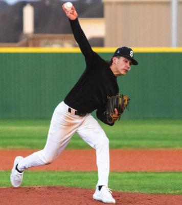 Sealy junior Dillon Dornak fires a pitch during the Tigers’ final scrimmage against Jordan in Fulshear last Friday. PHOTOS BY COLE McNANNA