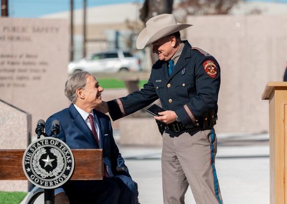 Governor Greg Abbott administered the oath of office for the 14th Texas Department of Public Safety (DPS) Director Freeman F. Martin at DPS Headquarters in Austin.