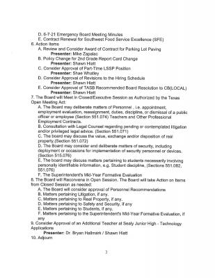 Regular Meeting Agenda (3 of 4)