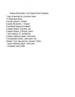 Brazos Elementary, 3rd Grade
