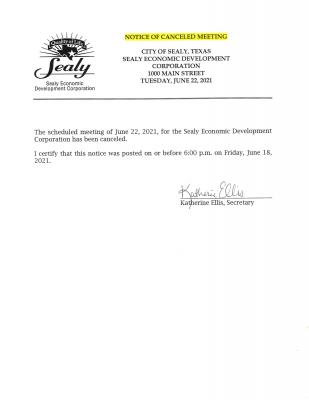 Canceled EDC Meeting for June 21 (1 of 1)