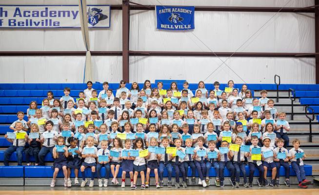 Faith Academy third quarter elementary honor roll students.