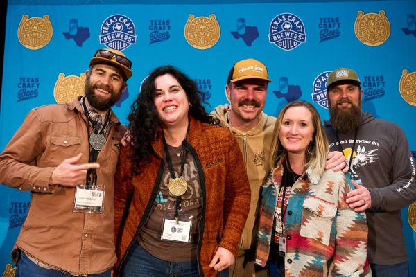 Left to right: Travis Kocurek (Owner/Brewmaster), Raven Kocurek (Owner), Andy Blauser, Anna Nicks, James Nicks (Assistant Brewer). COURTESY PHOTO