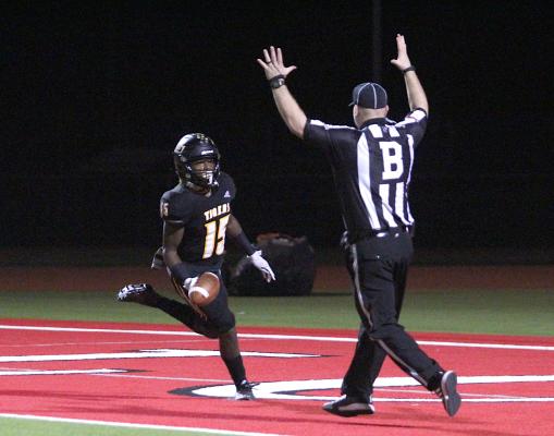 Sealy senior Draper Parker cruises in for a touchdown in the bi-district round of the playoffs against Orangefield at Huffman Hargrave High School on Nov. 11, 2020. Parker recently made his commitment to continue his athletic and academic careers at Missouri Southern State University. COLE McNANNA