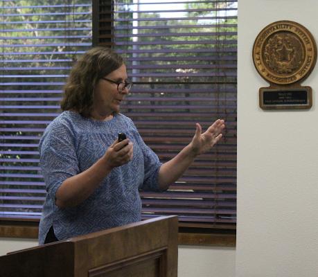 Special Programs Director Mary Gajewski presented COVID-19 protocols that will be instituted in Sealy ISD for the 2021-2022 school year during a public hearing before the July 28 regular meeting of the board of trustees at the Administration Building. COLE McNANNA