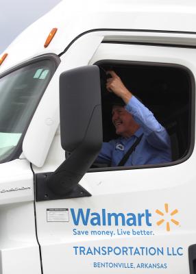 Billy Murphy arrived at the Sealy Walmart Distribution Center Wednesday afternoon blaring his horn after he had surpassed 3 million miles driven without a preventable accident. COLE McNANNA