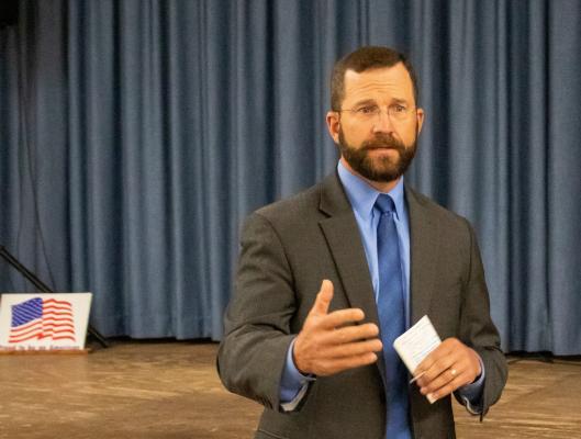 State Representative Ben Leman spoke during the Sealy Chamber of Commerce’s governmental luncheon at the American Legion Hall last Wednesday, March 30. COLE McNANNA