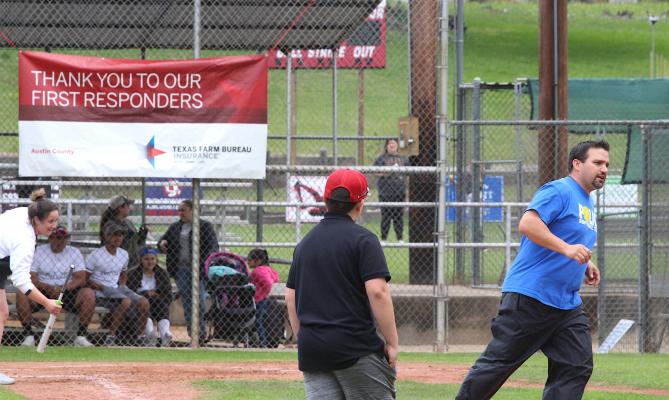 The Austin County Law Enforcement softball team earned a 9-5 victory over Austin County Fire/EMS and took back the Guns N’ Hoses trophy after a year’s hiatus Saturday afternoon at the Bellville Little League fields. (Cole McNanna/Sealy News)
