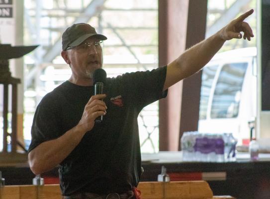 Cowboy Szymanski, owner of Phenix Knives, hosted the annual Texas Select Custom Cutlery event at the Austin County Fair Convention and Expo Center last weekend where more than 120 knifemakers converged on Bellville from all over the country. COLE McNANNA