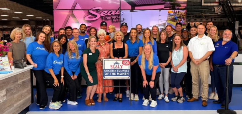 The staff of Advanced Athletics Club celebrated receiving the Greater Sealy Area Chamber of Commerce Business of the Month award.