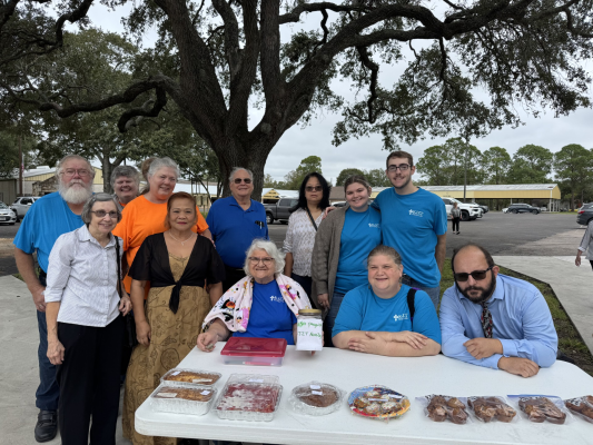 The Wallis KJZT Juniors and Seniors held a bake sale on Saturday Nov. 10 and Sunday Nov. 11 whose proceeds benefited the Guardian Angel Helping Hands and Meals on Wheels of Austin County. Pictured from left to right: David Kulhanek, Mary Lou Uhyrek, Judith Michulka, Mary Kulhanek, Tessie Guenther, John and Adela Wadephul, Cynthia Acuna, Rebecca Colson, Joleen Phillips, Corbin Plaisance, and Matthew Ridgeway. Not pictured are Stephaniah Phillips, Stanley Michulka, and Eileen Parks. COURTESY PHOTO