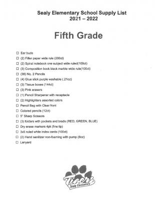 Sealy Elementary, 5th Grade