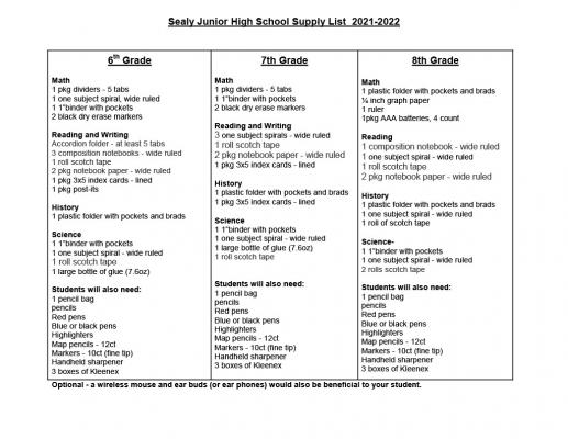 Sealy Junior High, Grades 6-8