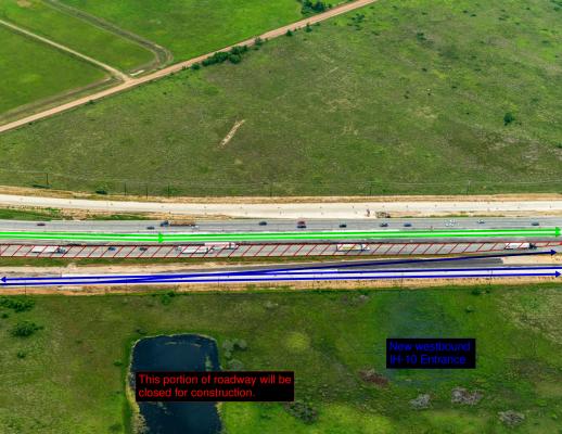 A new westbound entrance to I-10 will be added just after the Valero station past the high school on Highway 90. TEXAS DEPARTMENT OF TRANSPORTATION