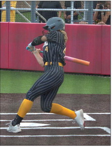 Avery Grigar finds a pitch she likes and sends it soaring over the back wall for a home run. SEALY NEWS | EVAN HALE