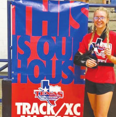 Sealy’s Breanna Brandes was honored at the TGCA banquet in Arlington as a track and field all-star for Classes 4A and below last Monday. CONTRIBUTED PHOTOS