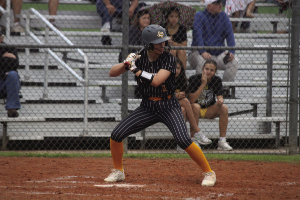 Caylee Syzdek scored one run in the Lady Tigers’ win over Shiner.