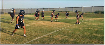 The Sealy Tigers quarterback, running back and wide receivers building some chemistry during a practice on Tuesday, Aug. 4, at Sealy High School. COURTESY PHOTO