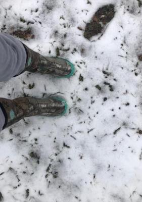 Courtney Autumn was prepared for the snowfall with her boots and put them to good use over the weekend in the northern part of the county.