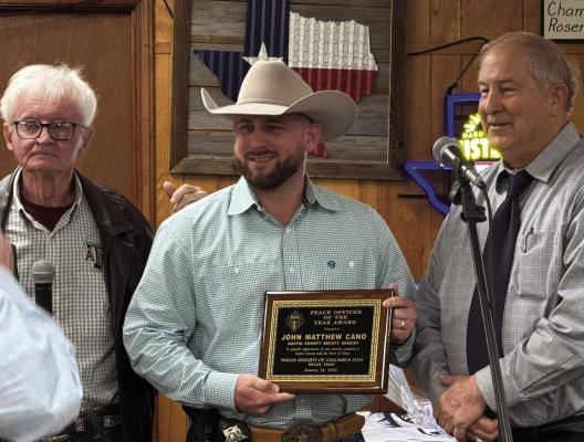 On Jan. 24, Austin County Sheriff’s Deputy John Cano was awarded the Peace Officer of the Year award by the Wallis Knights of Columbus at their Wild Game Banquet. Cano has been in law enforcement for seven years and serves the county as a patrol deputy, Community Outreach Unit President, and Regional Special Response Team Operator.
