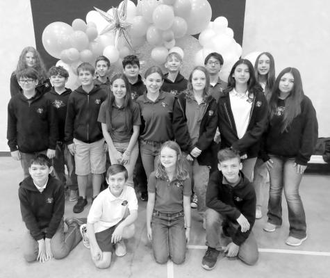 Back L-R: Sydney Gillen, Austin Morisak, Eli Perez, Kaleb Jacobs, James Nettles, Eve Hyslop. Middle: George Maresh, Smyth Poston, Nolan Wunderlich, Alyiah Wilson, Brooklynn Logan, Natalie Rokohl, Lilly Sewell, Emma Innes. Front: Drake Van de Bruinhorst, Daniel Phillips, Bexley Nelson, Jeremy Bartley.