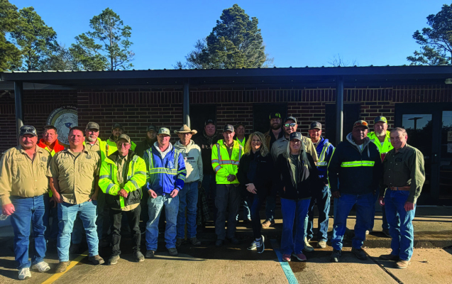 Front row, from left, Commissioner Greg Mikel, Daniel Moran, Ken Marcus, Kevin Bass, Larry Mikeska, Terry Steel, Robert Crafton, Kim Spacek, Tina Woods, Mitch Davis, Commissioner Bobby Rinn. Second Row from left, Keith Kulow, Dewayne Lange, Cory Schovajsa, Ron Smensey, Kody Kasprowicz, Marty Kmiec, Larry Mikeska, James Perry, Tina, Garrett Woods, and Brent Jackson. COURTESY PHOTO