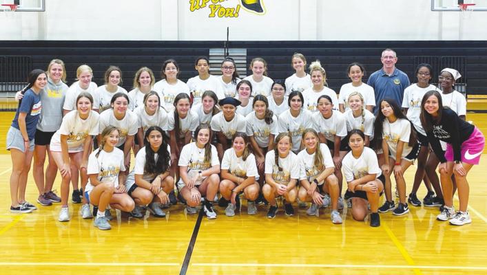38 student-athletes entering eighth and ninth grade participated in the Lady Tiger advanced basketball camp run by the high school varsity coaching staff last Wednesday and Thursday at Sealy High School. CONTRIBUTED PHOTO