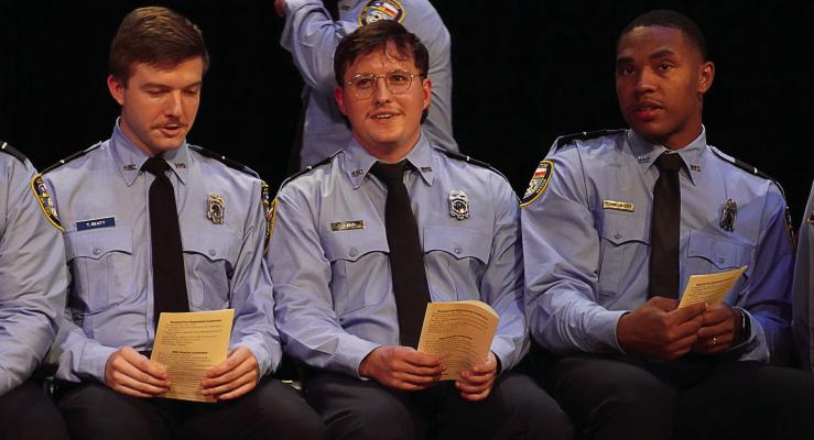 Forty-four members of the Houston Fire Department recently graduated from Wharton County Junior College’s Emergency Medical Services program. Pictured, left to right, are Trever Beaty, Samuel Carr and Jhaylen Covington-Berry.