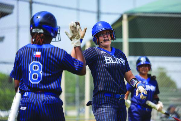 Blinn’s Halle Scheel lays down a slap hit during a recent contest.