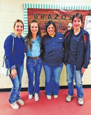 The Floral team of Emelyn Harnage, Miranda Muegge (4th High Individual), Ashlyn Davila (6th High Individual) and Carson Brzozowski represented Brazos FFA with a fifth-place finish at the Area XI CDE.