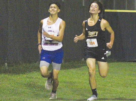 Sealy freshman Gavin Almaguer finishes the homestretch of the season-opening Frio Friday Night Lights meet at Sealy High School Aug. 20. Almaguer was the Tigers’ top finisher last Saturday in Shiner in the regular-season finale. COLE McNANNA