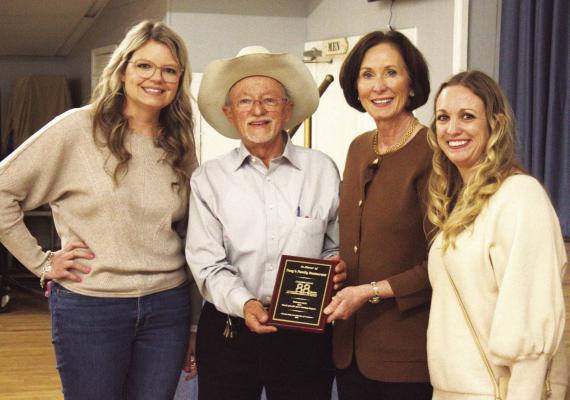 District 18 Senator Lois Kolkhorst, alongside the Sealy Chamber of Commerce, presented Tony Tsounakas, owner of Tony’s Family Restaurant, with an award celebrating 88 years of dedication to Sealy. Left to right are Tori Fisher, Tsounakas, Kolkhorst and Chelsea Humes. PHOTO BY ABENEZER YONAS
