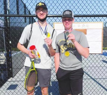 Jacob Gajewski and Hayden Havel earned second in the boys’ doubles bracket of the Navasota Invitational April 1.