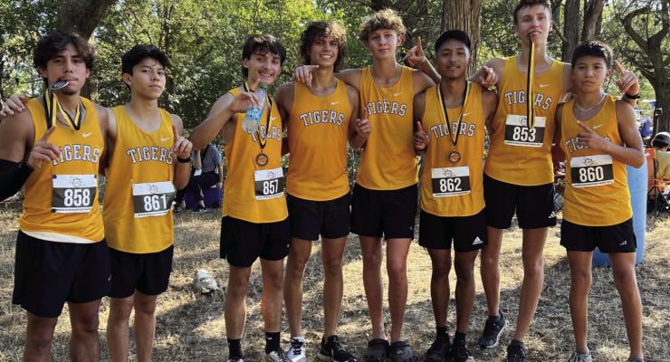 The Sealy varsity boy’s cross-country team, Aaron Munoz (left), Eric Salinas, Jayden Martinez, Grant Almaguer, Chance Hiburn, Efrain Villagomez, Samuel Eschenburg, Yahir Olvera