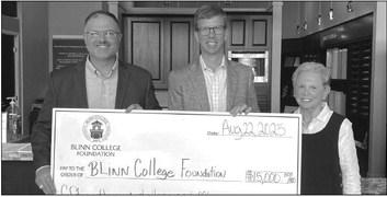 An endowed scholarship to Blinn College has been established in honor of Stylecraft Builders, underwriter of the Blinn Foundation’s Clay Shootout. Pictured are (from left) Nathan Van Noord, President of the Blinn Alumni and Friends Association; Doug French, President and Chief Executive Officer of Stylecraft Builders; and Nancy Berry, Chair of the Blinn College Foundation Board of Directors.