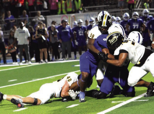Sealy’s defense is led by #40 Colton Gilbert and #38 Javion Johnson as they stack up Needville ball carrier. Both will be back for their senior seasons. Gilbert has been projected as the district’s defensive player of the year. SEALY NEWS | HERBIE KOLLATSCHNY