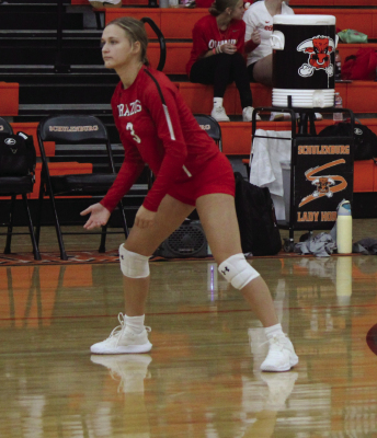 Kendall Macha recorded 22 digs in the loss to the Fighting Owls. SEALY NEWS | EVAN HALE